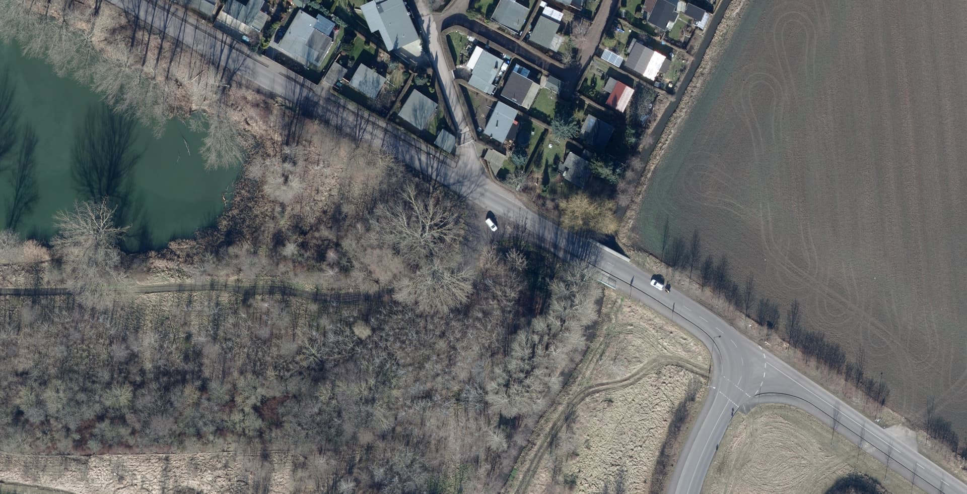 Luftbildaufnahme eines Planungsgebiets